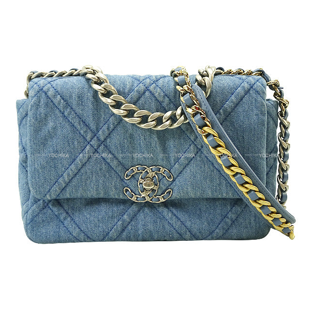 [Pre-loved] CHANEL Handbag CHANEL 19 Denim Blue Chain Shoulder Light Blue Denim Antieque Silver HW/Antieque Gold HW AS1160[LIKE NEW][Authentic]