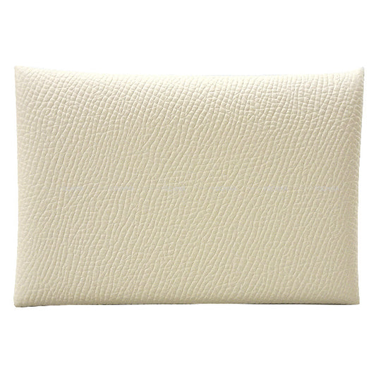 HERMES card holder Calvi Craie Veau Epsom Silver HW Stamp K[BRAND NEW][Authentic]