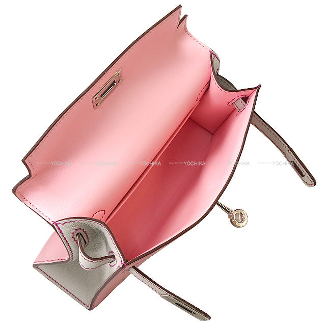 HERMES Shoulder bag Kelly mini 2 Kelly20 Personal order Rose Sakura/Gris Perle Buffalo Horn Silver HW Stamp B[BRAND NEW][Authentic]