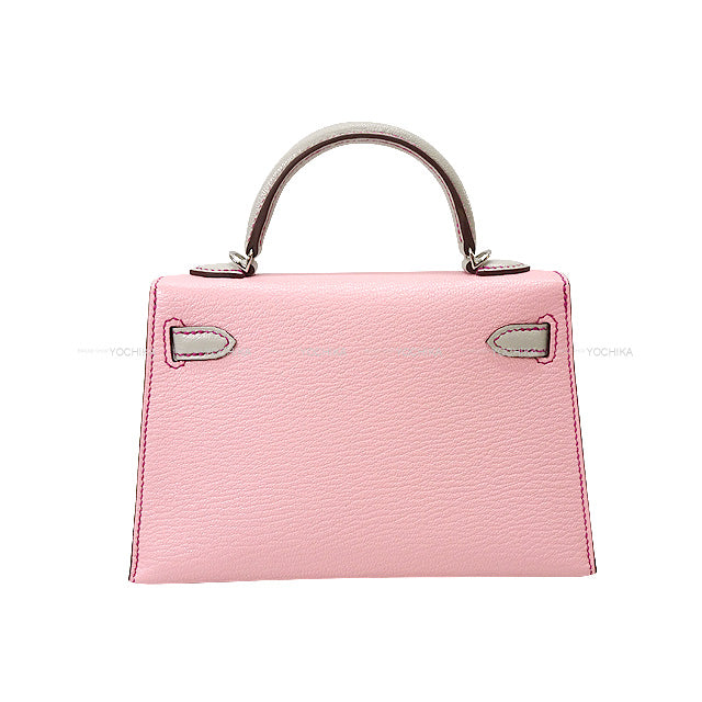 HERMES Shoulder bag Kelly mini 2 Kelly20 Personal order Rose Sakura/Gris Perle Buffalo Horn Silver HW Stamp B[BRAND NEW][Authentic]