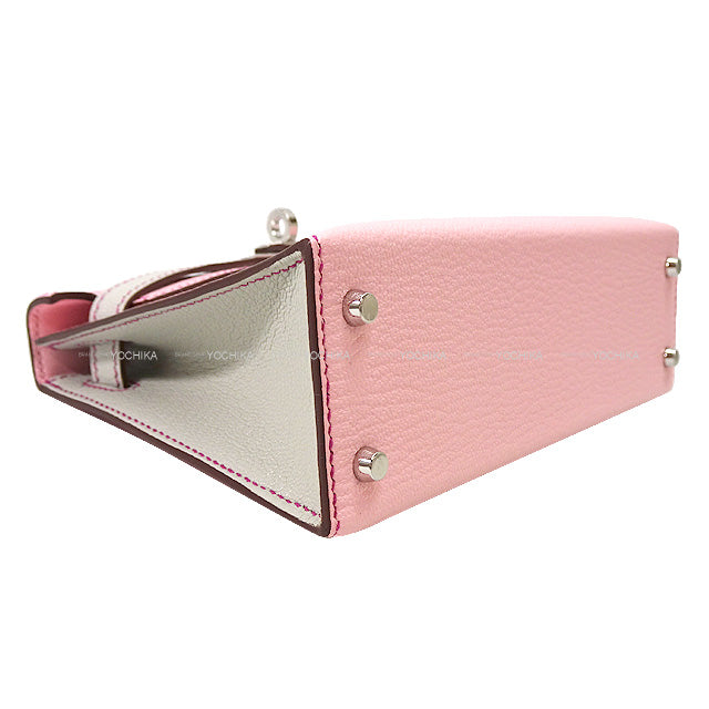 HERMES Shoulder bag Kelly mini 2 Kelly20 Personal order Rose Sakura/Gris Perle Buffalo Horn Silver HW Stamp B[BRAND NEW][Authentic]