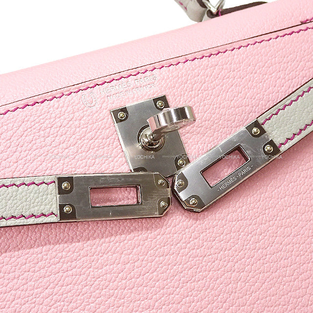 HERMES Shoulder bag Kelly mini 2 Kelly20 Personal order Rose Sakura/Gris Perle Buffalo Horn Silver HW Stamp B[BRAND NEW][Authentic]