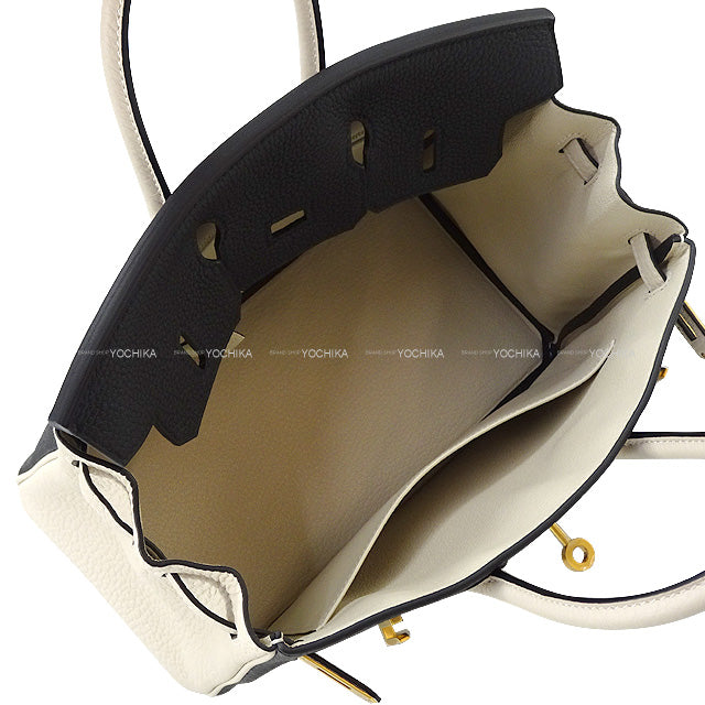HERMES Handbag Birkin25 Personal Order Noir (Black)/Craie Veau Jonathan Mat Gold HW Stamp B[BRAND NEW][Authentic]