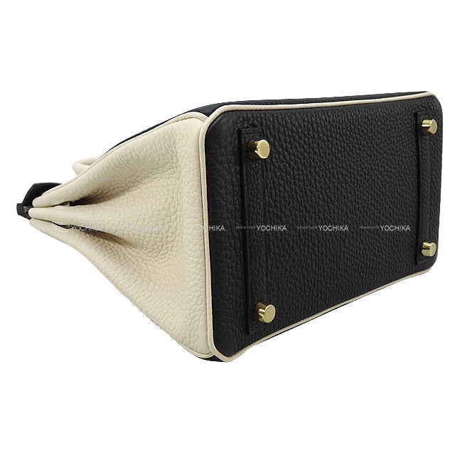 HERMES Handbag Birkin25 Personal Order Noir (Black)/Craie Veau Jonathan Mat Gold HW Stamp B[BRAND NEW][Authentic]