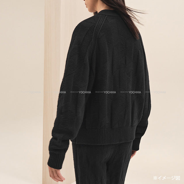 2022 AW HERMES Cardigan Ladies H Motif Rib #36 Noir (Black) Wool100%[BRAND NEW][Authentic]