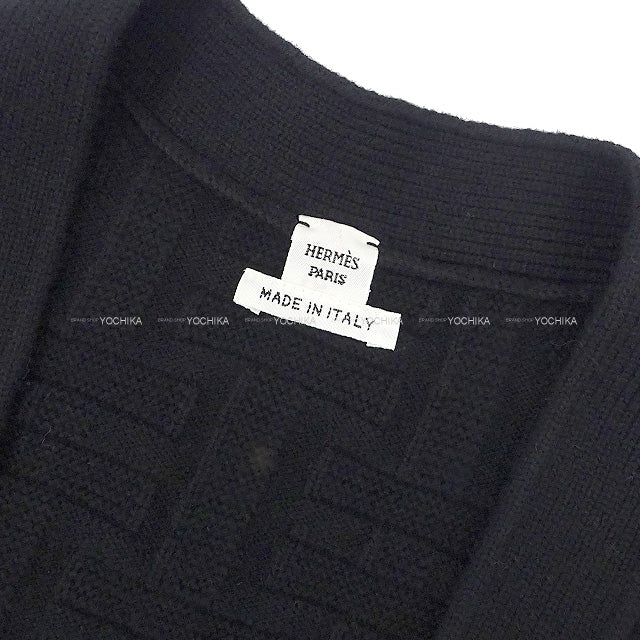 2022 AW HERMES Cardigan Ladies H Motif Rib #36 Noir (Black) Wool100%[BRAND NEW][Authentic]