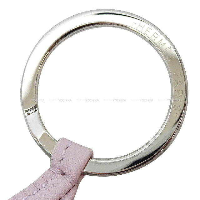 HERMES key ring Carmen Unodos Mauve Pale/Vert Fizz Agneau Milo Silver HW[BRAND NEW][Authentic]