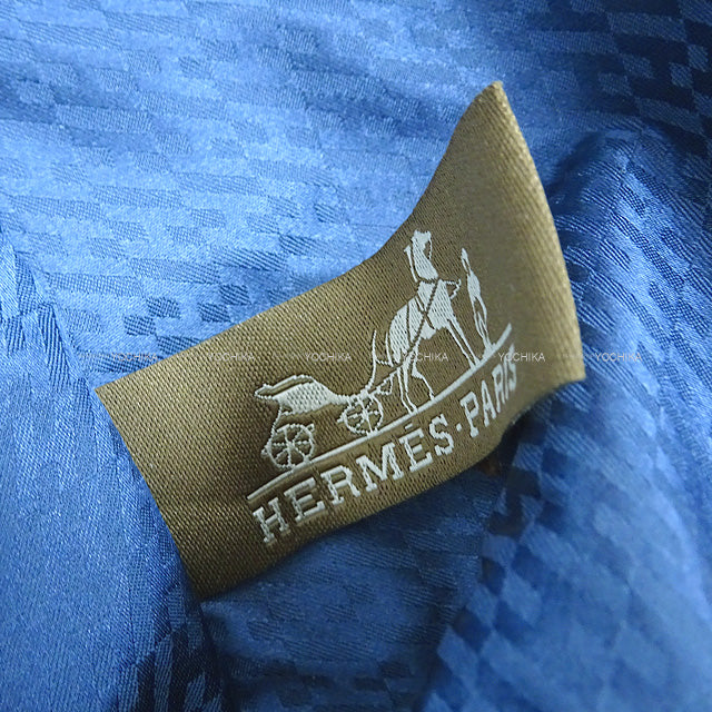 HERMES Pouch Travel Silk Case Housse de Voyage Bleu Saphir/Fauve Veau Barenia/Silk100% Silver HW Stamp U[BRAND NEW][Authentic]