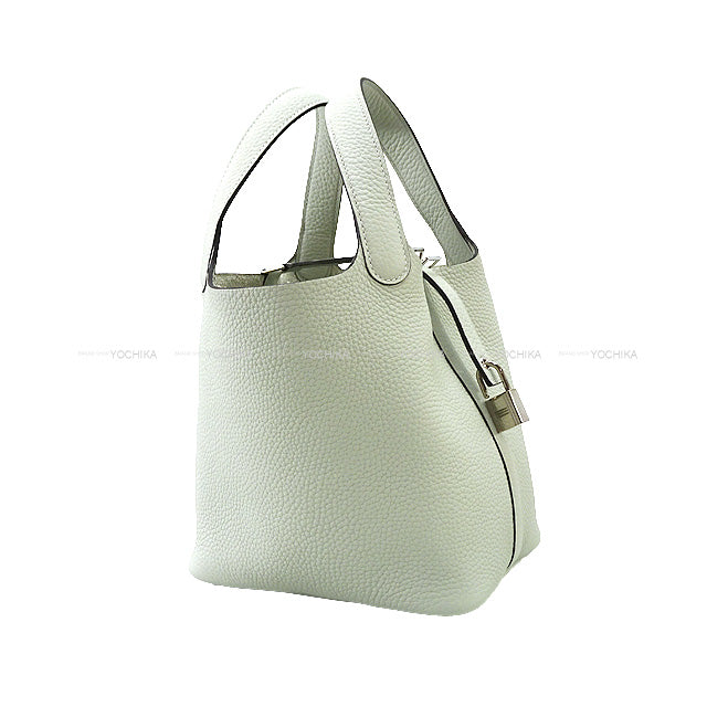 HERMES Handbag Picotin Lock 18 PM Gris Neve Taurillon Clemence Silver HW Stamp B[EXCELLENT][Authentic]