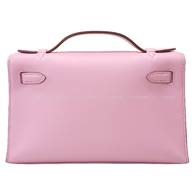 [Pre-loved] HERMES Handbag Pochette Kelly Mauve sylvestre Evercalf Rose Gold HW Stamp Z[LIKE NEW][Authentic]