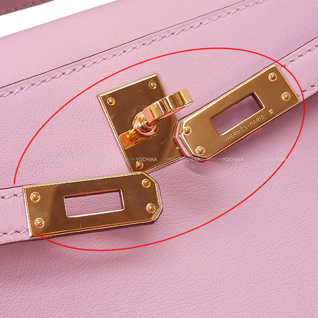 [Pre-loved] HERMES Handbag Pochette Kelly Mauve sylvestre Evercalf Rose Gold HW Stamp Z[LIKE NEW][Authentic]