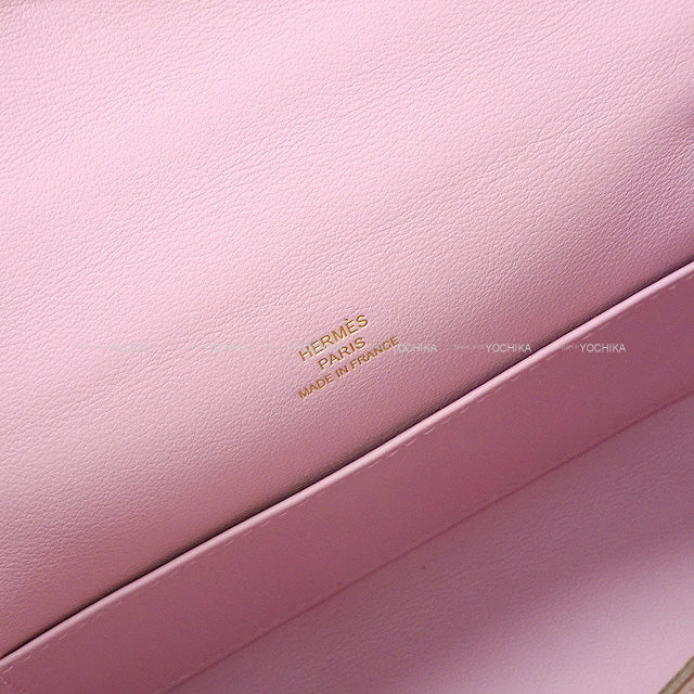 [Pre-loved] HERMES Handbag Pochette Kelly Mauve sylvestre Evercalf Rose Gold HW Stamp Z[LIKE NEW][Authentic]