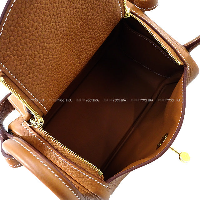HERMES Shoulder bag Lindy mini 20 Gold Taurillon Clemence Gold HW Stamp W[BRAND NEW][Authentic]