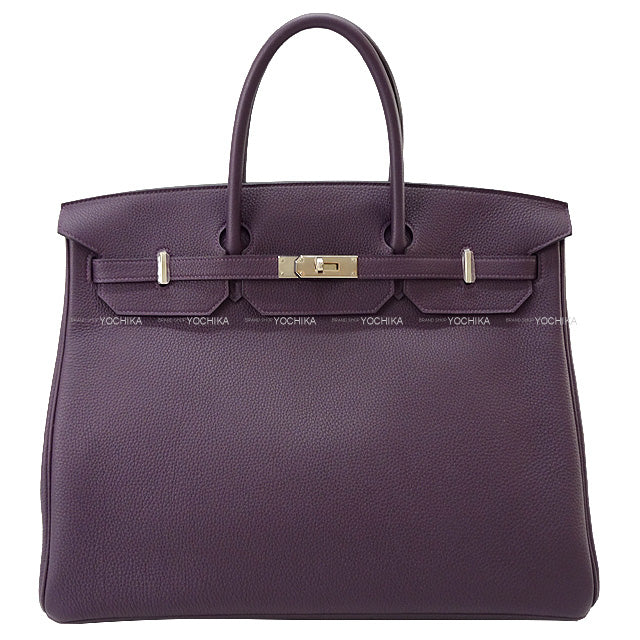 HERMES Handbag Birkin40 Cassis Veau Jonathan Silver HW Stamp D[EXCELLENT][Authentic]