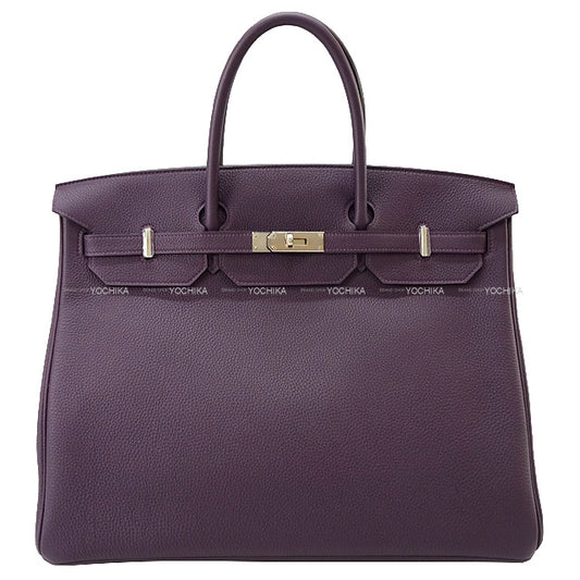 HERMES Handbag Birkin40 Cassis Veau Jonathan Silver HW Stamp D[EXCELLENT][Authentic]