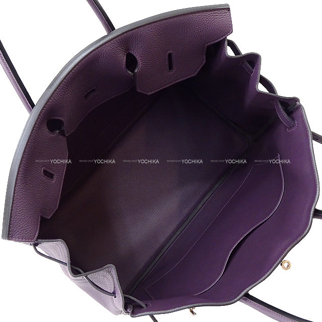 HERMES Handbag Birkin40 Cassis Veau Jonathan Silver HW Stamp D[EXCELLENT][Authentic]