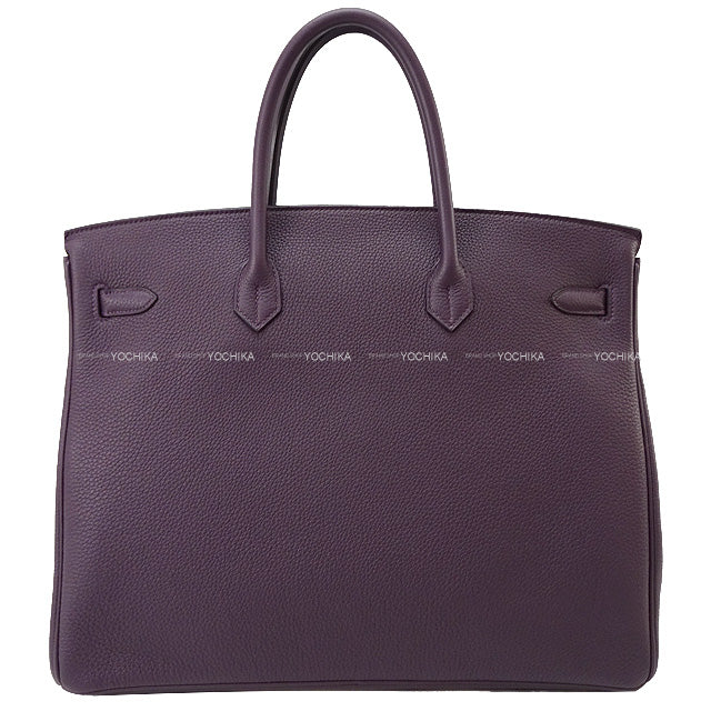 HERMES Handbag Birkin40 Cassis Veau Jonathan Silver HW Stamp D[EXCELLENT][Authentic]