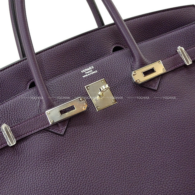 HERMES Handbag Birkin40 Cassis Veau Jonathan Silver HW Stamp D[EXCELLENT][Authentic]