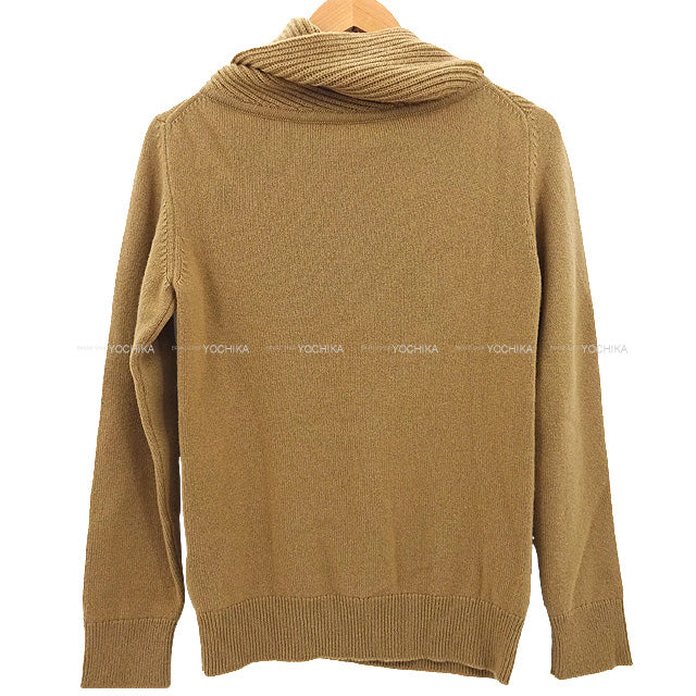 [Pre-loved] HERMES Knit Turtle H lift With charm Rib Sweater #36 Brown Cashmere100% 36 Silver HW[LIKE NEW][Authentic]