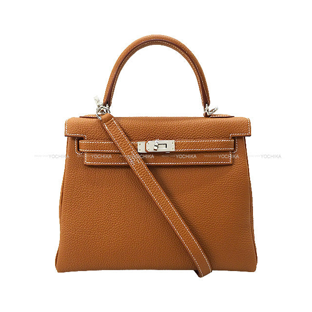 HERMES Shoulder bag Kelly25 Retourne Gold Veau Togo Silver HW Stamp B[BRAND NEW][Authentic]