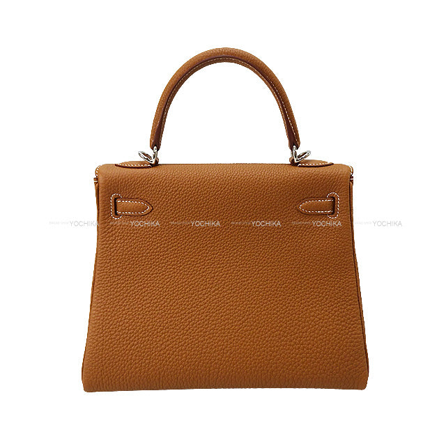 HERMES Shoulder bag Kelly25 Retourne Gold Veau Togo Silver HW Stamp B[BRAND NEW][Authentic]