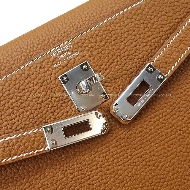 HERMES Shoulder bag Kelly25 Retourne Gold Veau Togo Silver HW Stamp B[BRAND NEW][Authentic]