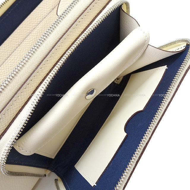 HERMES long wallet Nouveau To Go wallet Nata Veau Epsom/Veau Swift/Technical silk Silver HW Stamp B[EXCELLENT][Authentic]