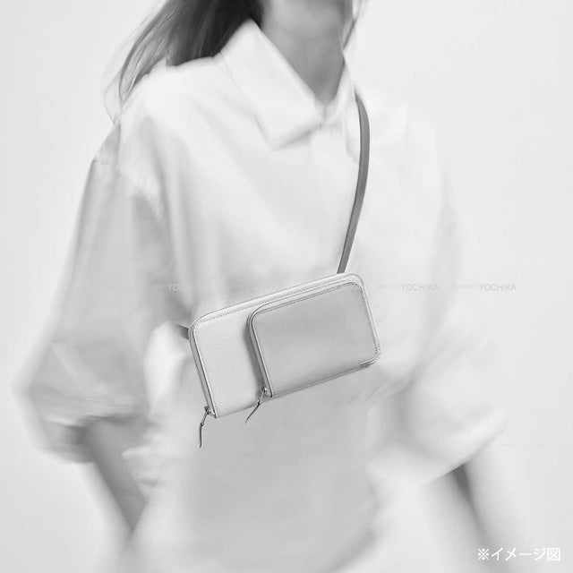 HERMES long wallet Nouveau To Go wallet Nata Veau Epsom/Veau Swift/Technical silk Silver HW Stamp B[EXCELLENT][Authentic]