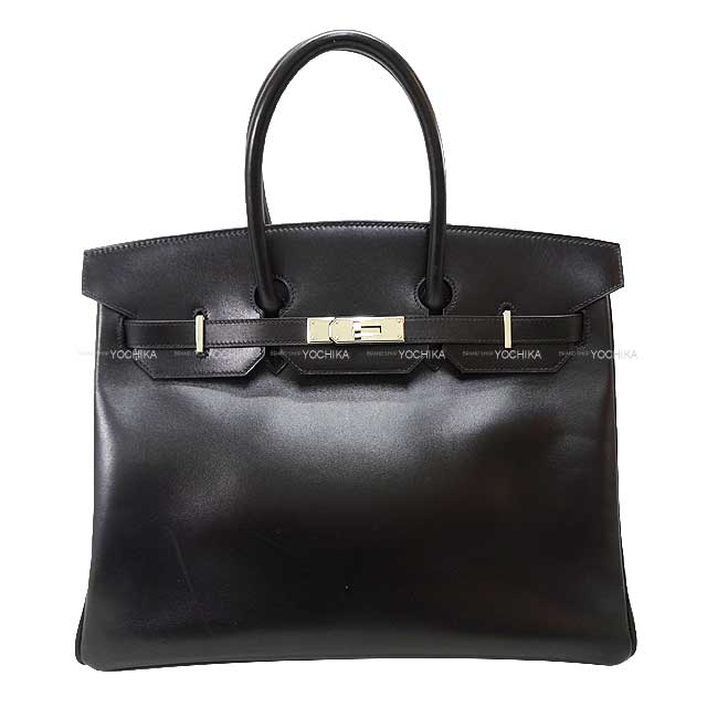 [Pre-loved] HERMES Handbag Birkin35 Noir (Black) Box Calf Silver HW Stamp □F[USED SA][Authentic]