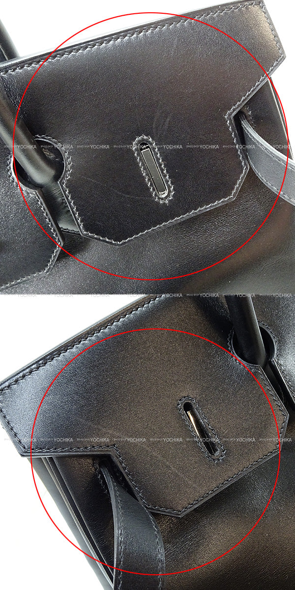 [Pre-loved] HERMES Handbag Birkin35 Noir (Black) Box Calf Silver HW Stamp □F[USED SA][Authentic]