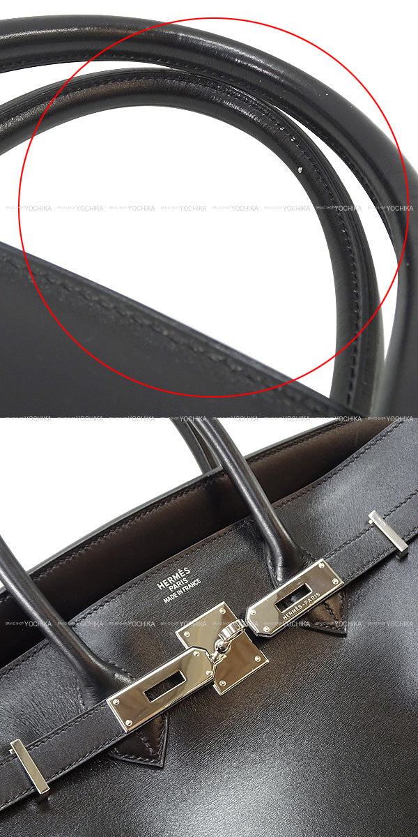 [Pre-loved] HERMES Handbag Birkin35 Noir (Black) Box Calf Silver HW Stamp □F[USED SA][Authentic]
