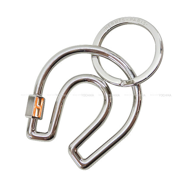 HERMES keyring(key holder) Metal Fer a Cheval Horseshoe Orange/Silver Silver HW[BRAND NEW][Authentic]