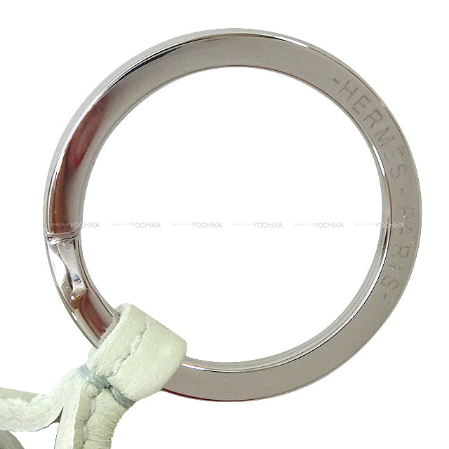 HERMES key ring Carmen Unodos Vert Fizz/Rose Texese Agneau Milo Tuft 1.8 " Silver HW[EXCELLENT][Authentic]