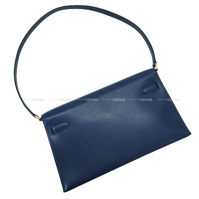 HERMES Clutch bag 2WAY Kelly Elan Bleu Saphir Chevre Chamkila Gold HW Stamp U[BRAND NEW][Authentic]