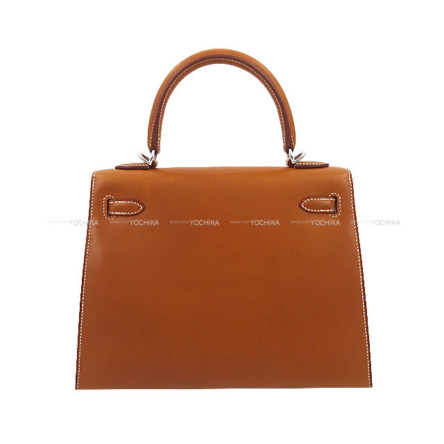 HERMES Shoulder bag Kelly25 Sellier Fauve Veau Barenia Silver HW Stamp U[BRAND NEW][Authentic]