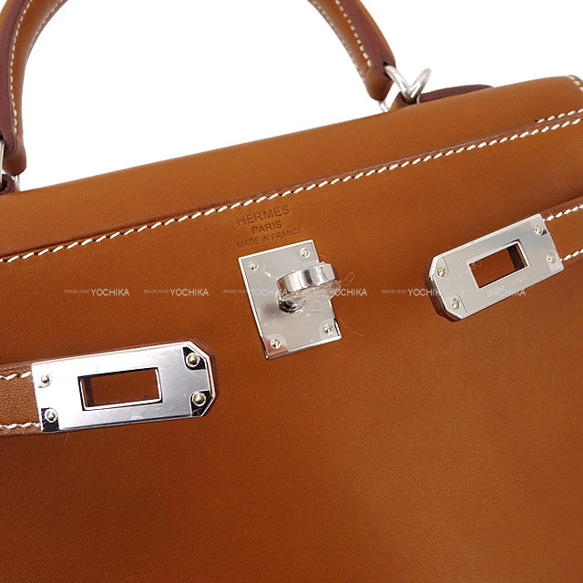 HERMES Shoulder bag Kelly25 Sellier Fauve Veau Barenia Silver HW Stamp U[BRAND NEW][Authentic]