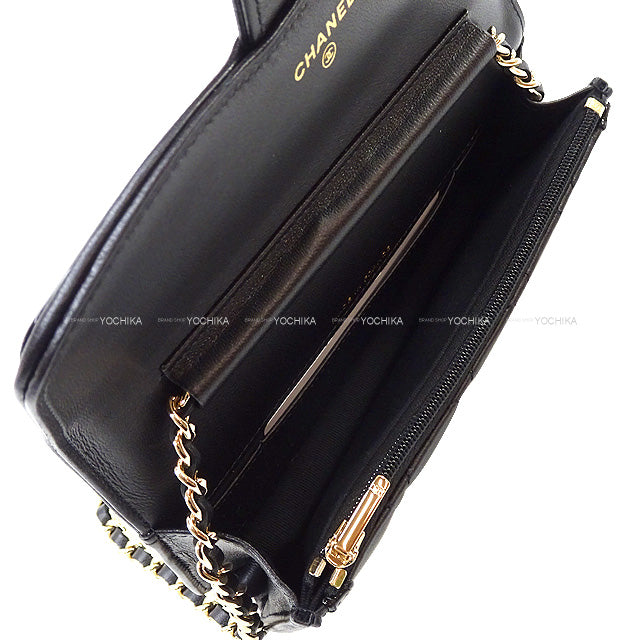 [Pre-loved] CHANEL Shoulder bag Phone Case Matelasse COCO Mark Flap Chain Noir (Black) Lambskin Champagne Gold HW AP3559[LIKE NEW][Authentic]