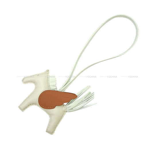 HERMES bag charm Rodeo Pegasus PM Craie/Vert Fizz/Gold Agneau Milo/Veau Swift Stamp B[EXCELLENT][Authentic]