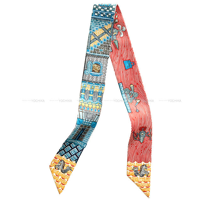 2023AW HERMES scarf Twilly Super Silk Quest Blue/Beige/Dre/Brun Cotton100%[BRAND NEW][Authentic]