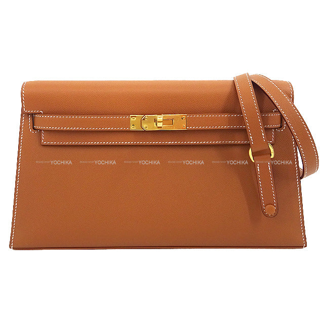 HERMES Clutch bag 2WAY Kelly Elan Gold Natural Graine Gold HW Stamp B[BRAND NEW][Authentic]