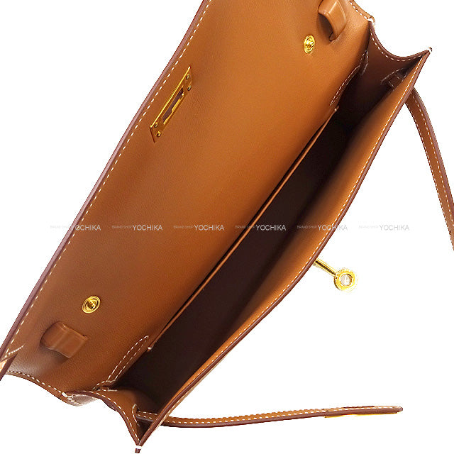 HERMES Clutch bag 2WAY Kelly Elan Gold Veau madame Gold HW Stamp B[BRAND NEW][Authentic]