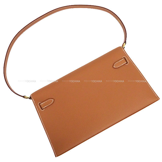 HERMES Clutch bag 2WAY Kelly Elan Gold Veau madame Gold HW Stamp B[BRAND NEW][Authentic]