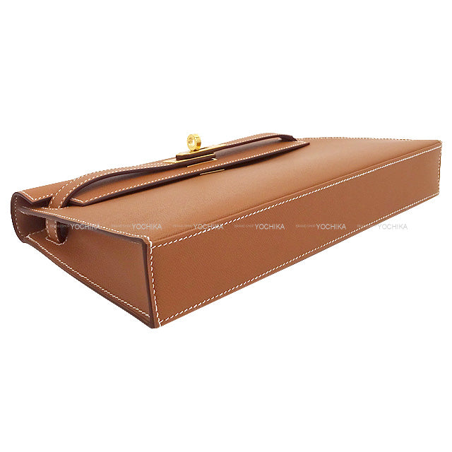 HERMES Clutch bag 2WAY Kelly Elan Gold Veau madame Gold HW Stamp B[BRAND NEW][Authentic]