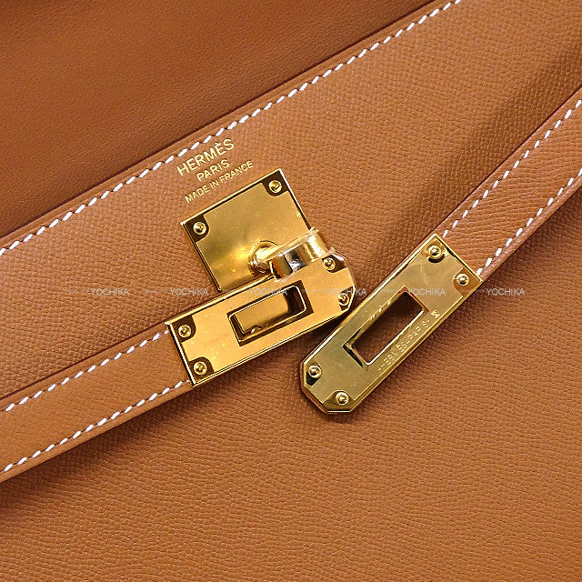 HERMES Clutch bag 2WAY Kelly Elan Gold Veau madame Gold HW Stamp B[BRAND NEW][Authentic]