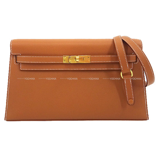 HERMES Clutch bag 2WAY Kelly Elan Gold Veau madame Gold HW Stamp B[BRAND NEW][Authentic]