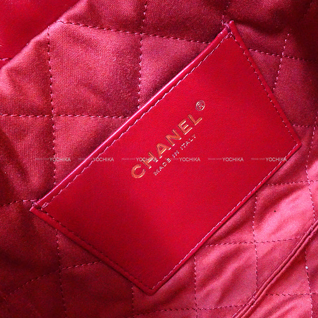 CHANEL Shoulder bag CHANEL 22 Mini Matelasse With Medal Charm Rouge red Shiny Calf Skin Gold HW AS3980[EXCELLENT][Authentic]