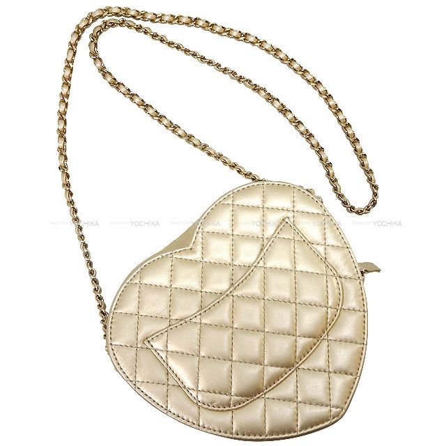 2022SS CHANEL Shoulder bag Heart Matelasse Coco Flap Large Chain Gold Lambskin Champagne Gold HW AS3191[EXCELLENT][Authentic]