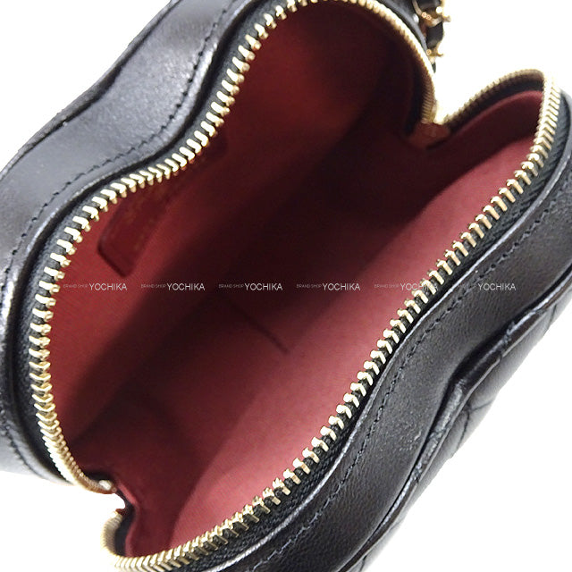 2022 SS CHANEL Shoulder bag Heart Matelasse Mini Coco Mark Flap Noir (Black) Lambskin Champagne Gold HW AP2784[EXCELLENT][Authentic]