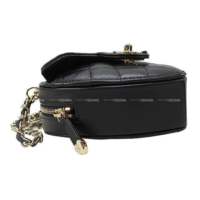 2022 SS CHANEL Shoulder bag Heart Matelasse Mini Coco Mark Flap Noir (Black) Lambskin Champagne Gold HW AP2784[EXCELLENT][Authentic]