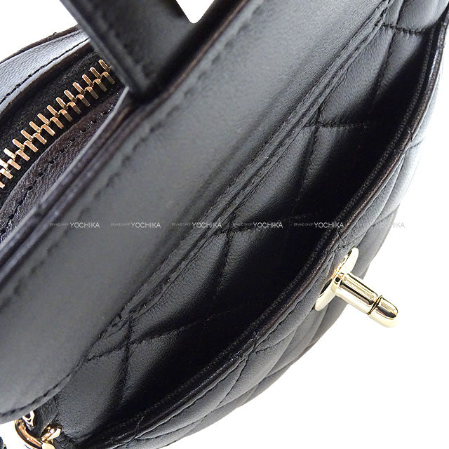 2022 SS CHANEL Shoulder bag Heart Matelasse Mini Coco Mark Flap Noir (Black) Lambskin Champagne Gold HW AP2784[EXCELLENT][Authentic]